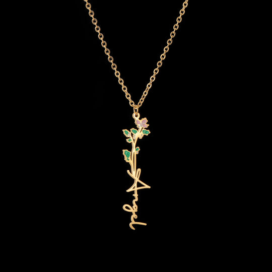 Custom Name Flower Pendant Necklace
