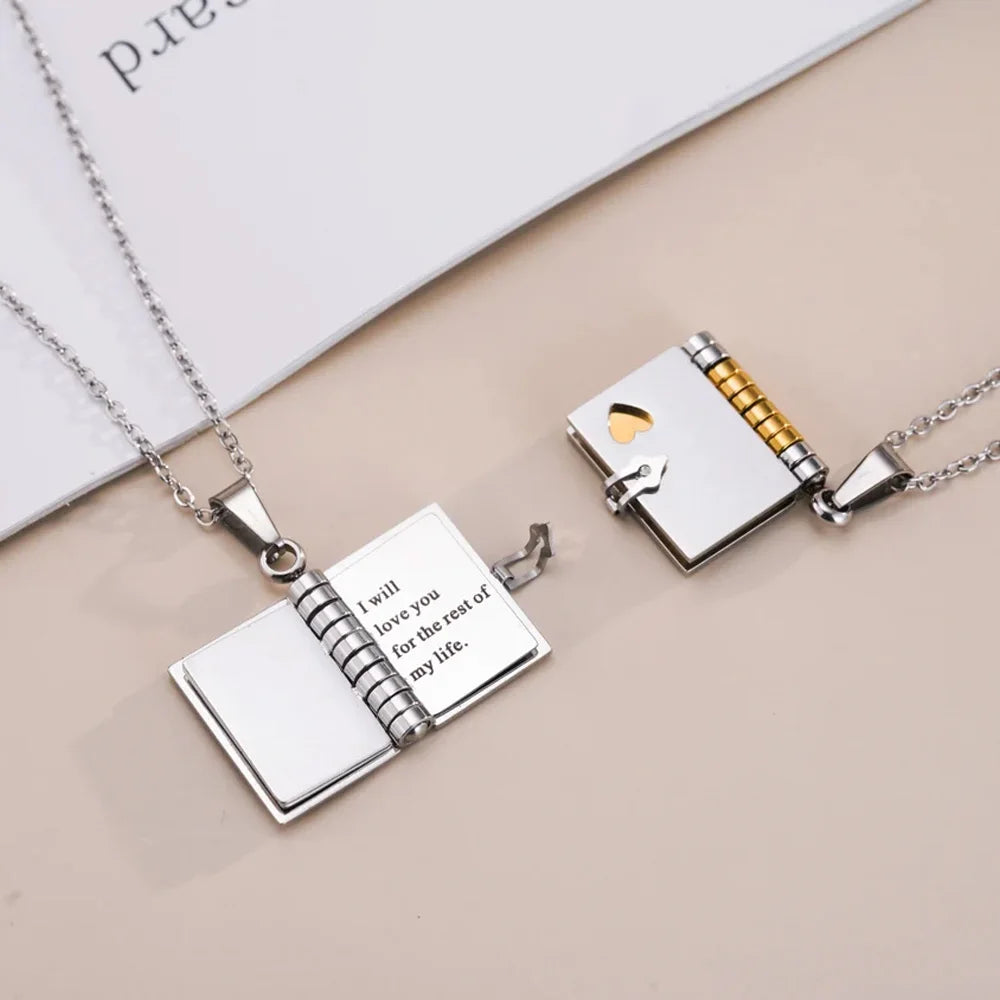 Engravable Book Locket Necklace – Personalized Pendant