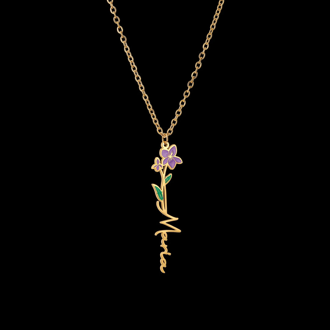 Custom Name Flower Pendant Necklace