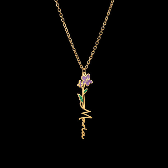 Custom Name Flower Pendant Necklace