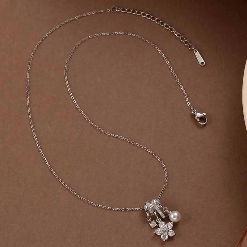 Colorful Flower Zircon Necklace | 316L Stainless Steel