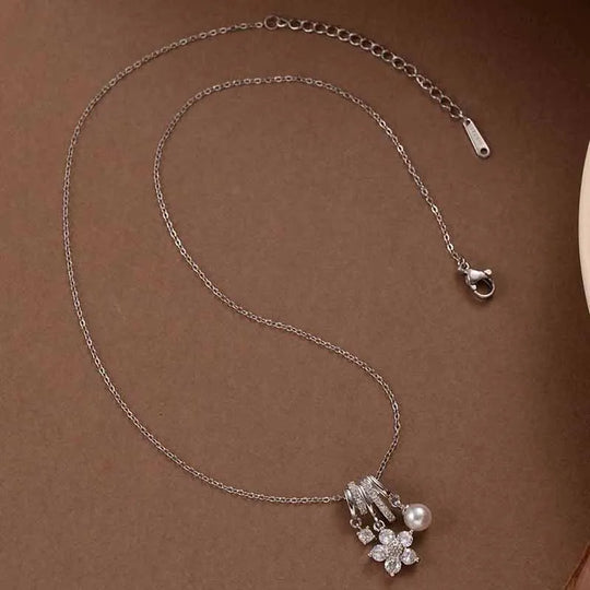 Colorful Flower Zircon Necklace | 316L Stainless Steel