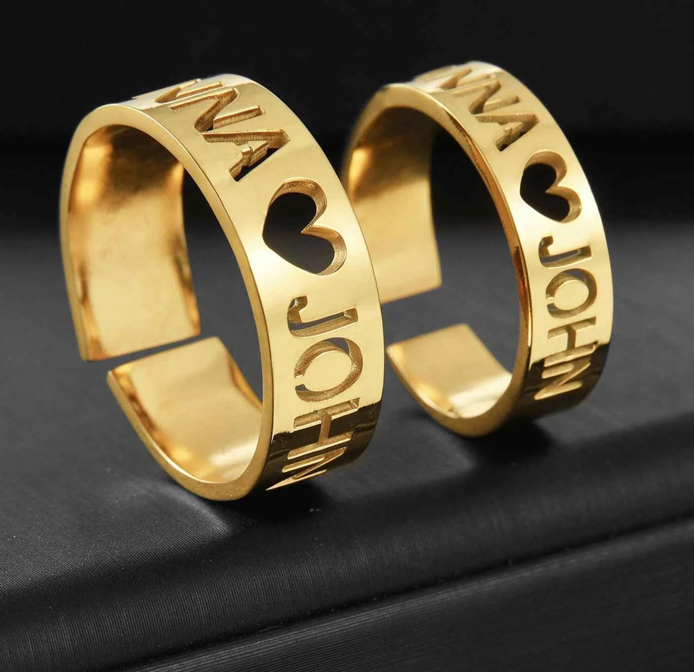 Personalized Name Ring – Adjustable Stainless Steel | Silver, Gold, Rose Gold & Black