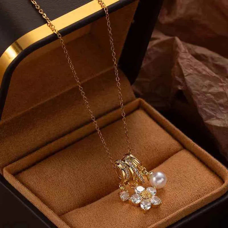 Colorful Flower Zircon Necklace | 316L Stainless Steel