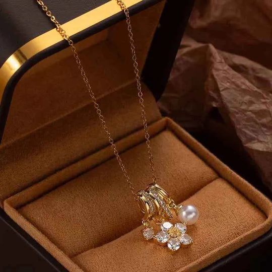 Colorful Flower Zircon Necklace | 316L Stainless Steel