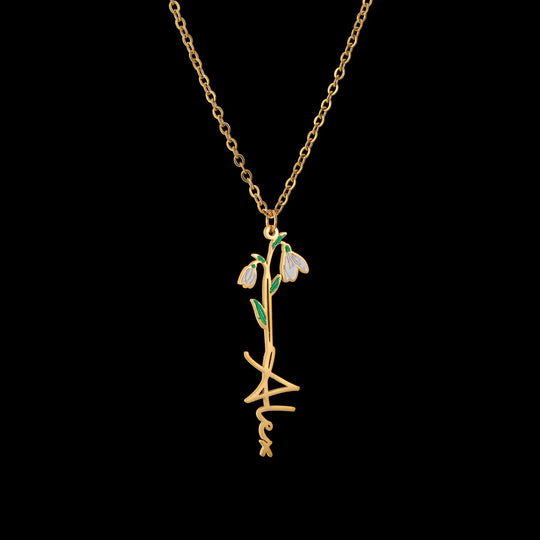 Custom Name Flower Pendant Necklace