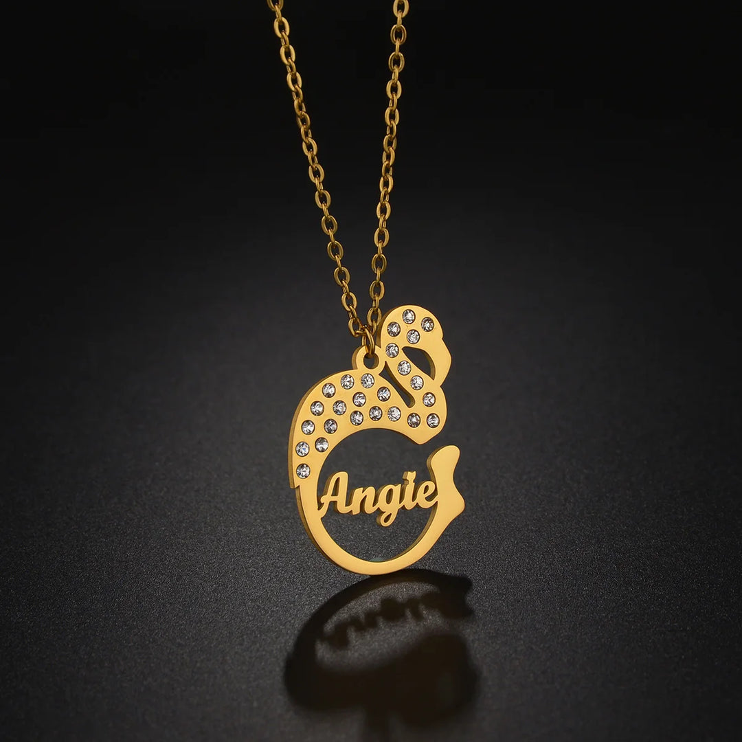 Personalized Name Necklace with Animal Pendant – Gold, Silver & Rose Gold