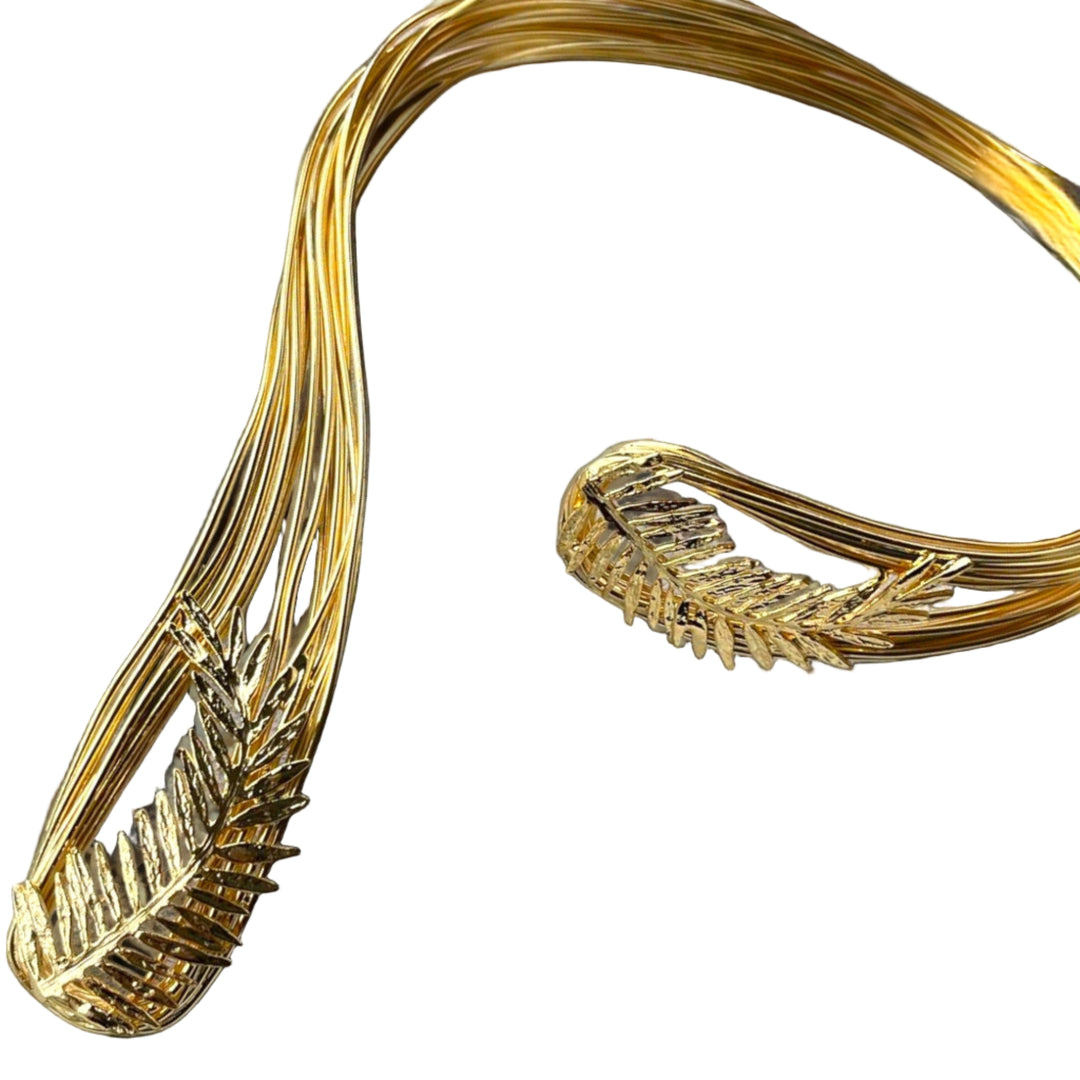 Handmade Gold Plated Open Choker Collar Necklace Bracelet, Handmade In Turkey - Glam Duchess