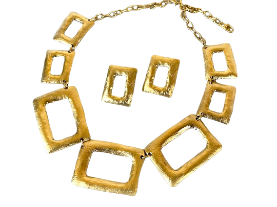 Chunky Gold Plated Jewelry Set - Bold Bib Necklace Earrings Perfect Birthday Gift for Her, Handmade In Turkey - Glam Duchess