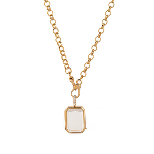 Rectangular glass locket necklace