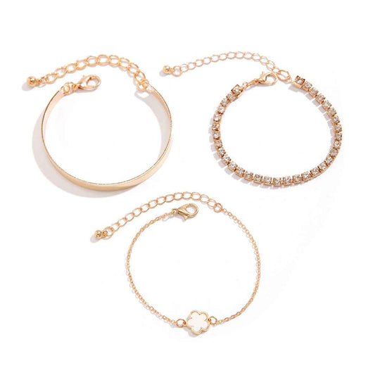 Hip-Hop Punk Rhinestone Chain Clover Bracelet