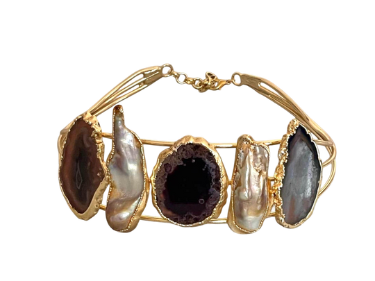 Gold Plated Baroque Pearl Choker Necklace - Handmade Adjustable Modern Statement Collar, Handmade In Turkey - Glam Duchess