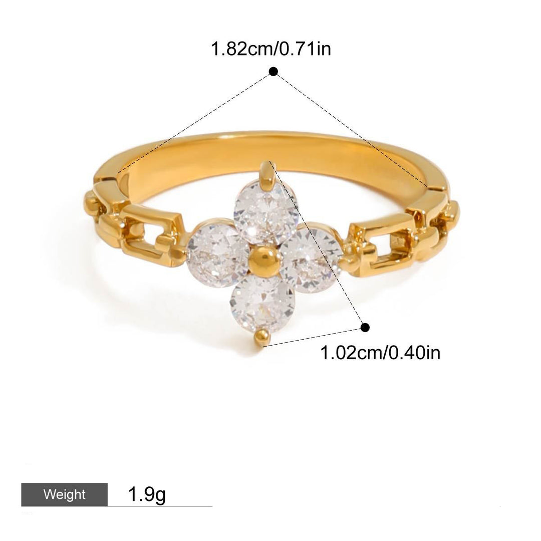 Close-up of Flower-shaped gemstone-set ring, alternate image 3