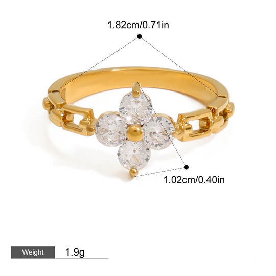 Close-up of Flower-shaped gemstone-set ring, alternate image 3