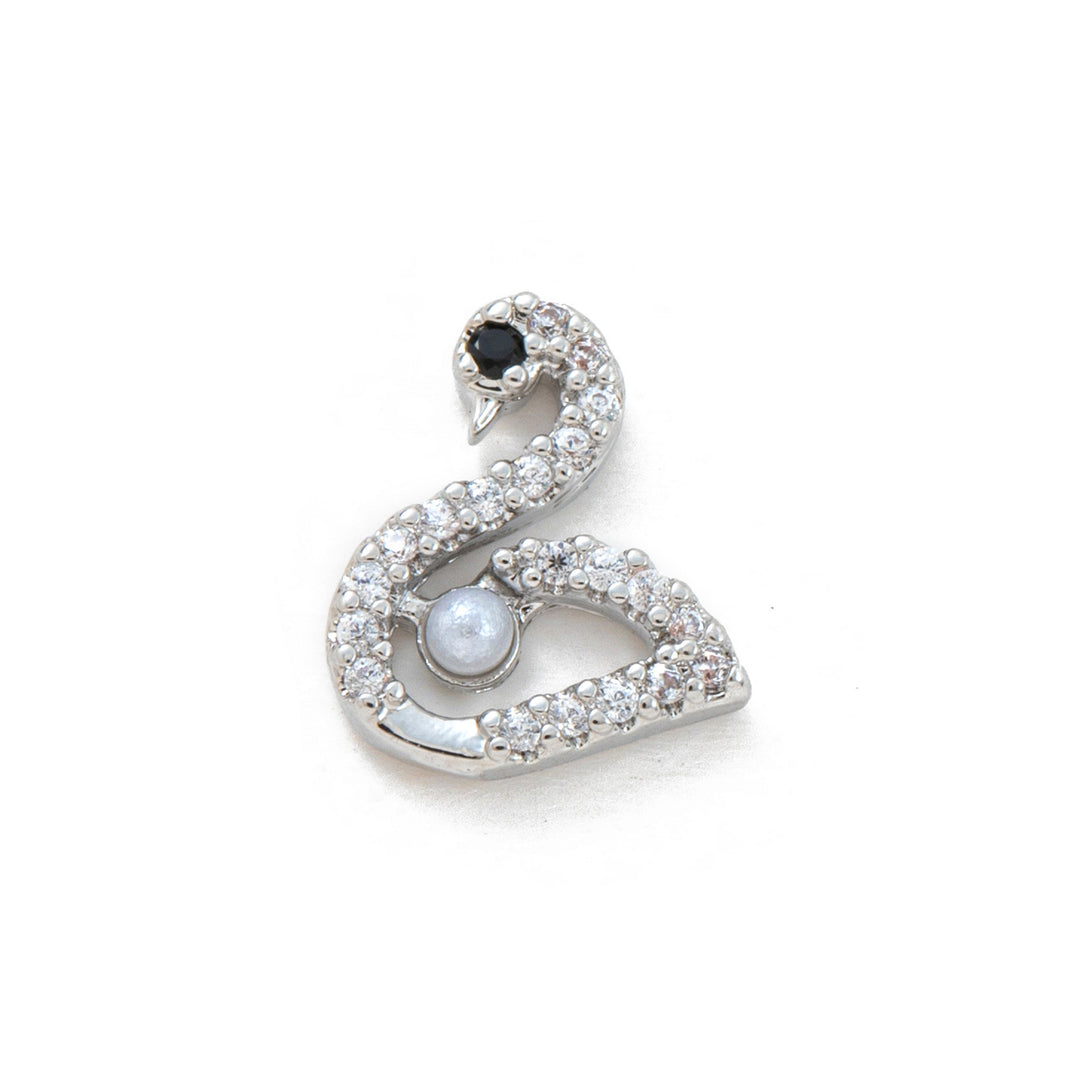 Silver crystal swan charm