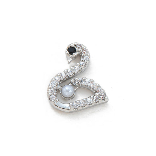 Silver crystal swan charm