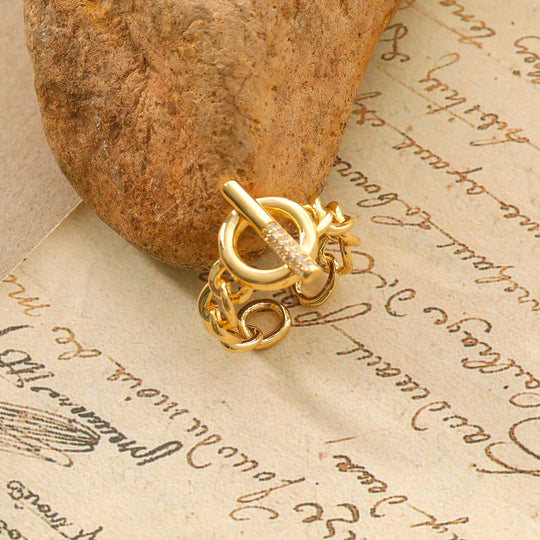 Openwork ring with buckle in a close-up hand view, alternate image 2