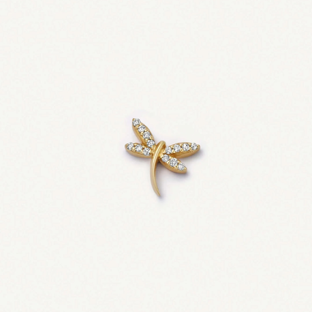 Gold crystal dragonfly charm