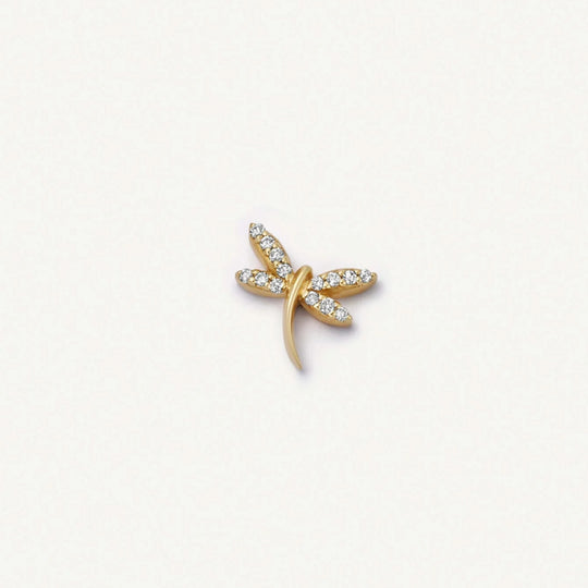 Gold crystal dragonfly charm