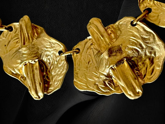 18 K Gold Plated Textured Chunky Statement Choker Necklace Earrings Set - Glam Duchess