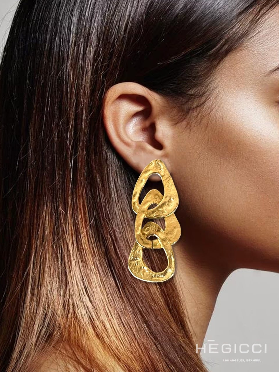 Matte Gold Geometric Drop Earrings - Minimalist Chunky Statement Jewelry, Handmade In Turkey - Glam Duchess