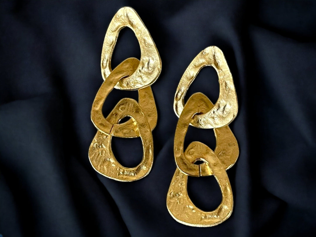 Matte Gold Geometric Drop Earrings - Minimalist Chunky Statement Jewelry, Handmade In Turkey - Glam Duchess