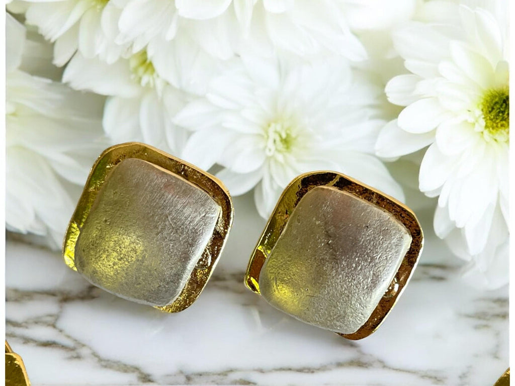 Gold Plated Minimalist Necklace and Earrings Set - Chunky Two Tone Jewelry for Summer Fashion, Handmade In Turkey - Glam Duchess