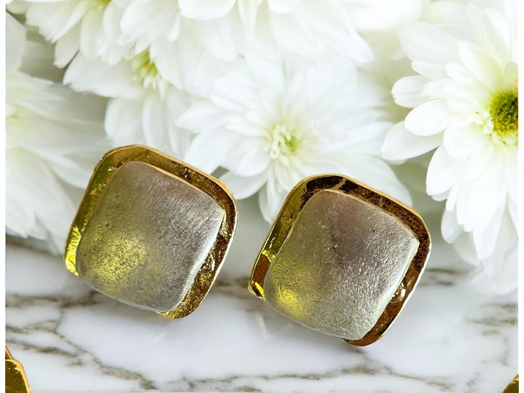 Gold Plated Minimalist Necklace and Earrings Set - Chunky Two Tone Jewelry for Summer Fashion, Handmade In Turkey - Glam Duchess