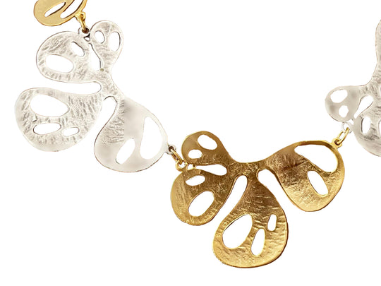 Minimalist Two Tone Gold Plated Necklace Earrings Set Chunky Jewelry Set, Handmade In Turkey - Glam Duchess