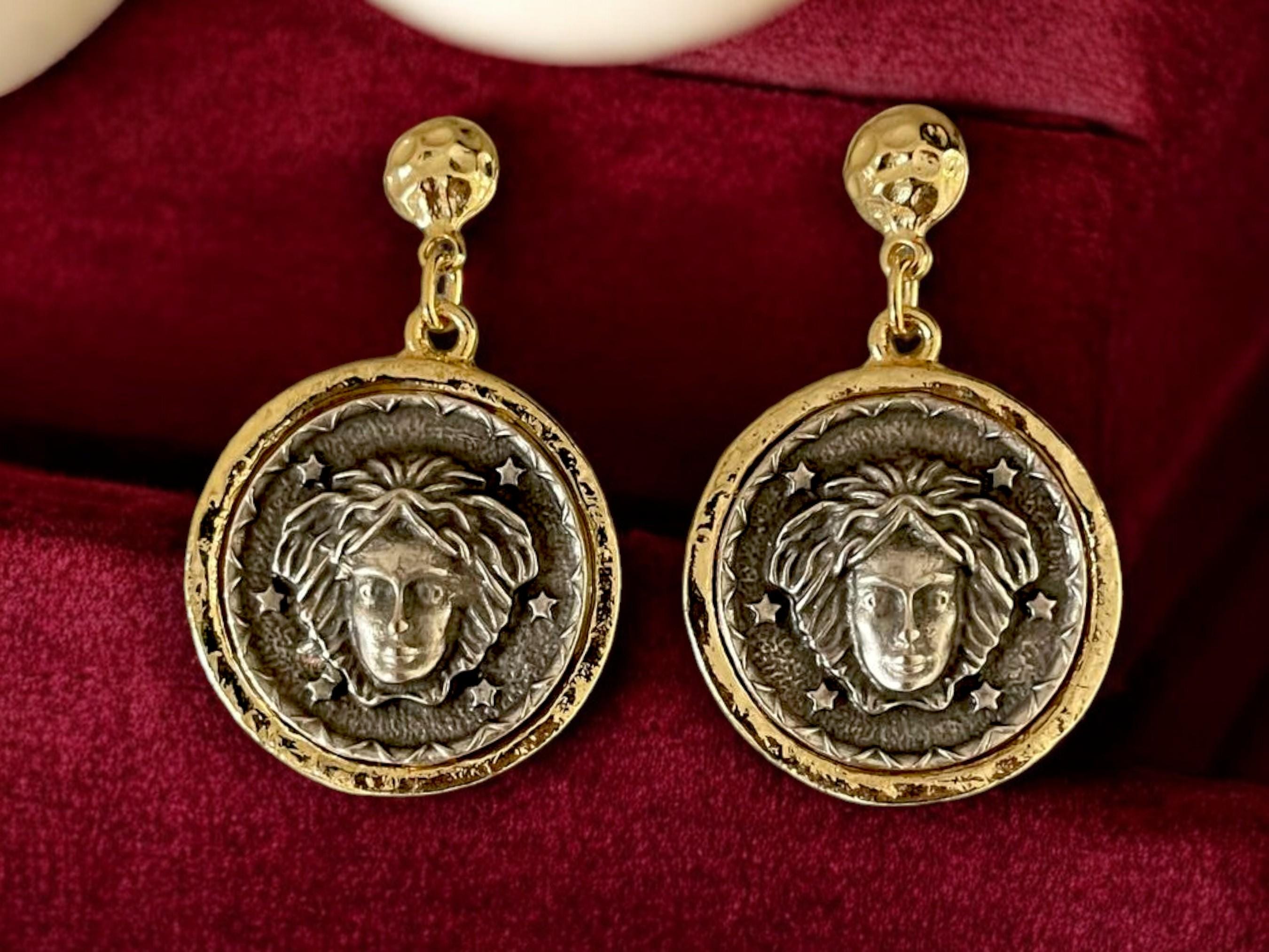 18k Gold Plated Medusa Coin Earrings - Handmade Bohemian Jewelry from Turkiye, Handmade In Turkey - Glam Duchess
