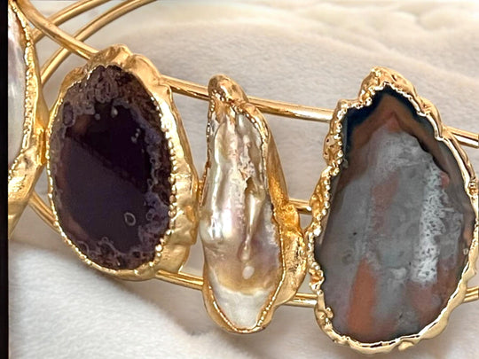 Gold Plated Baroque Pearl Choker Necklace - Handmade Adjustable Modern Statement Collar, Handmade In Turkey - Glam Duchess