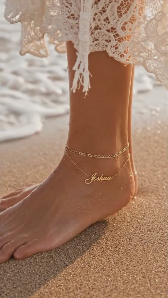 Personalized Name Anklet – Stainless Steel, Multi-Chain Styles