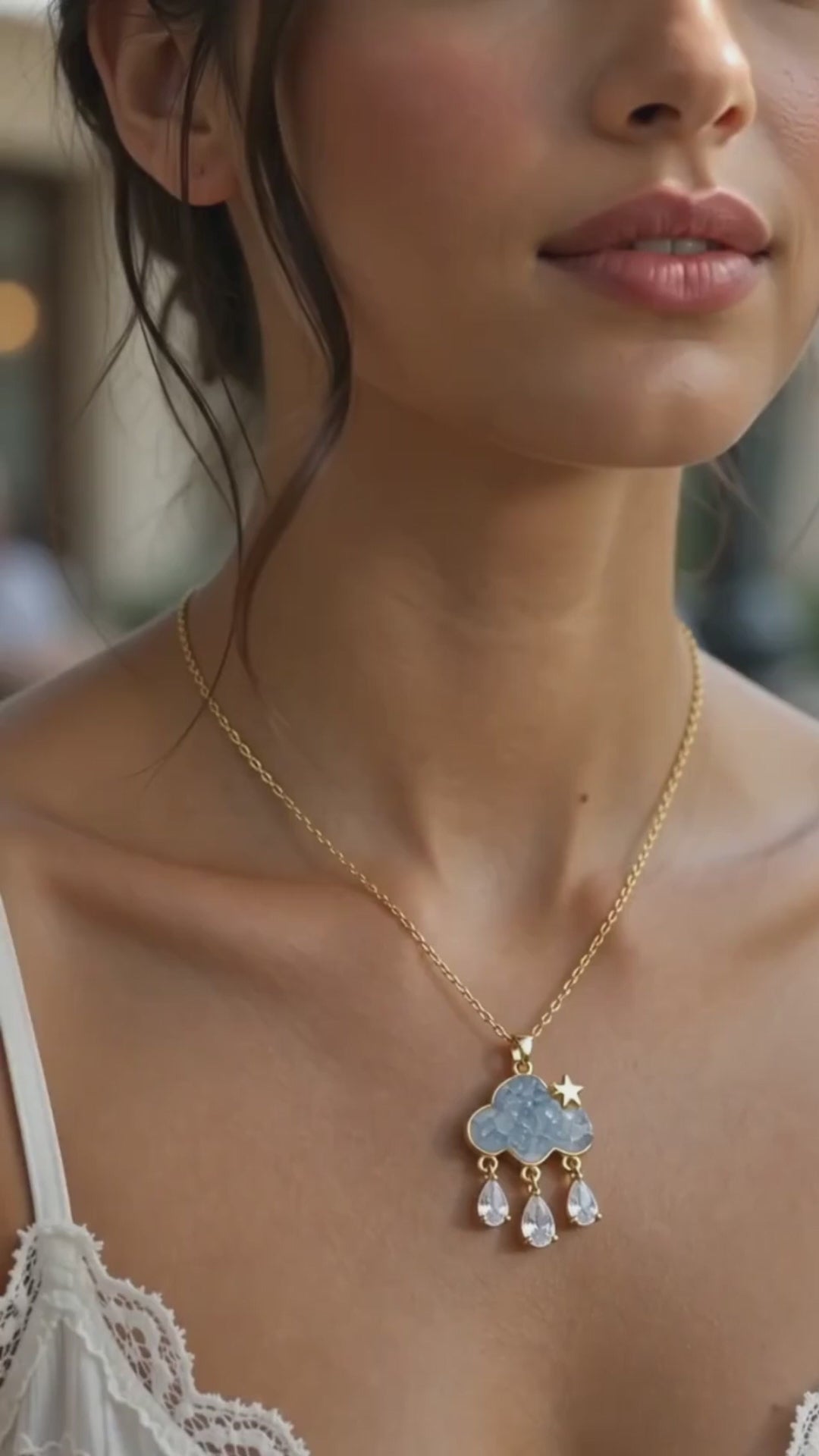 Cloud Raindrop Tassel Necklace | 316L Stainless Steel