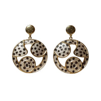 Gold Plated Abstract Polka Dot Statement Drop Earrings- 6 cm