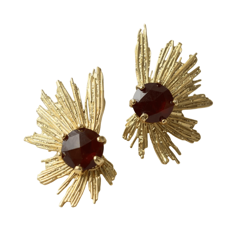 18k Gold Plated Sunburst Statement Earrings