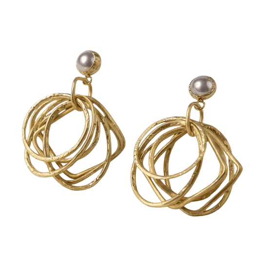18K Vergulde Chunky Multi-Hoop Statement Oorbellen Met Parel - 7,5cm Goud