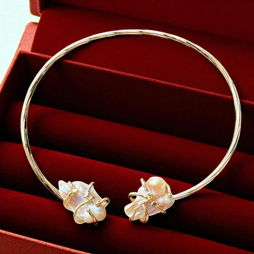 Handmade Gold Plated Baroque Pearl Choker Necklace, Collar Statement made in Turkiye - Glam Duchess