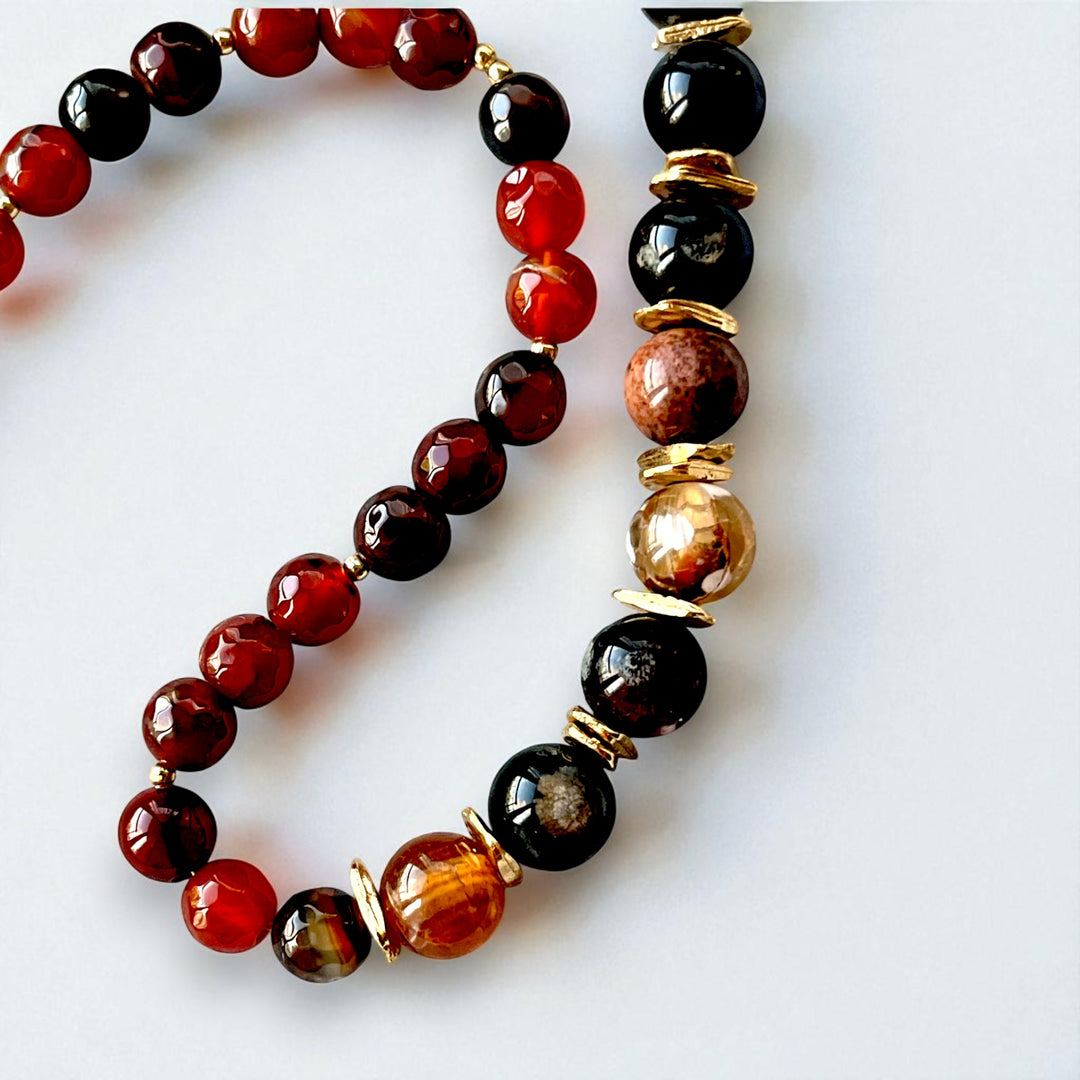 Handcrafted Gold Plated Natural Stone Necklace