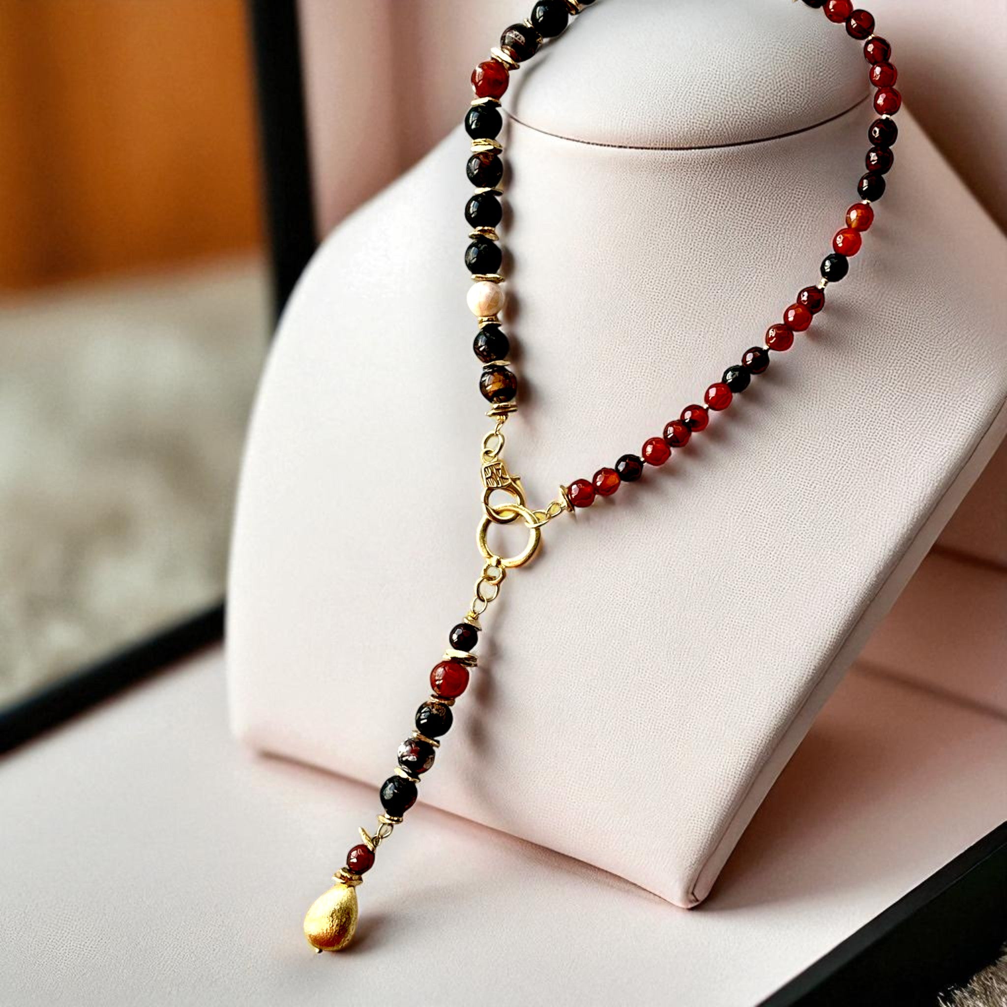 Handcrafted Gold Plated Natural Stone Necklace