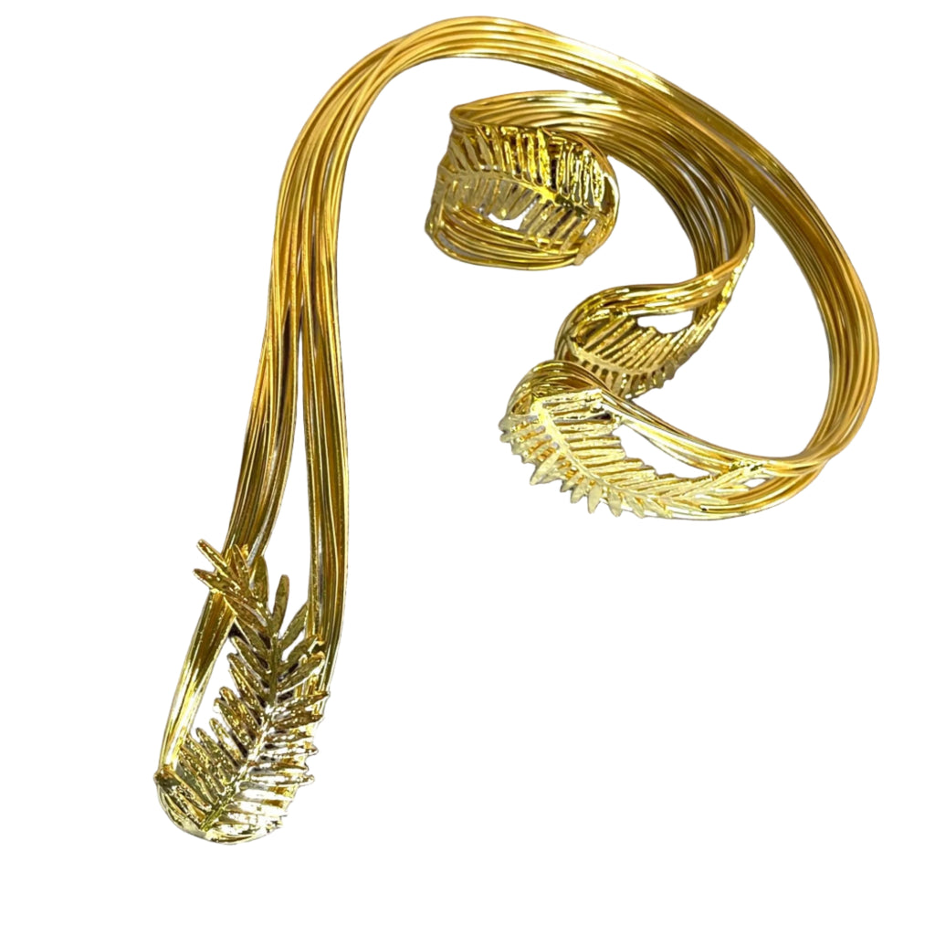 Handmade Gold Plated Open Choker Collar Necklace Bracelet, Handmade In Turkey - Glam Duchess