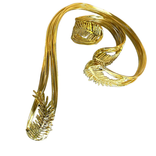 Handmade Gold Plated Open Choker Collar Necklace Bracelet, Handmade In Turkey - Glam Duchess